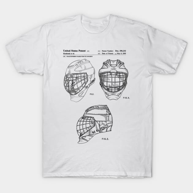 Hockey Goaltender Mask Patent Black T-Shirt by Luve